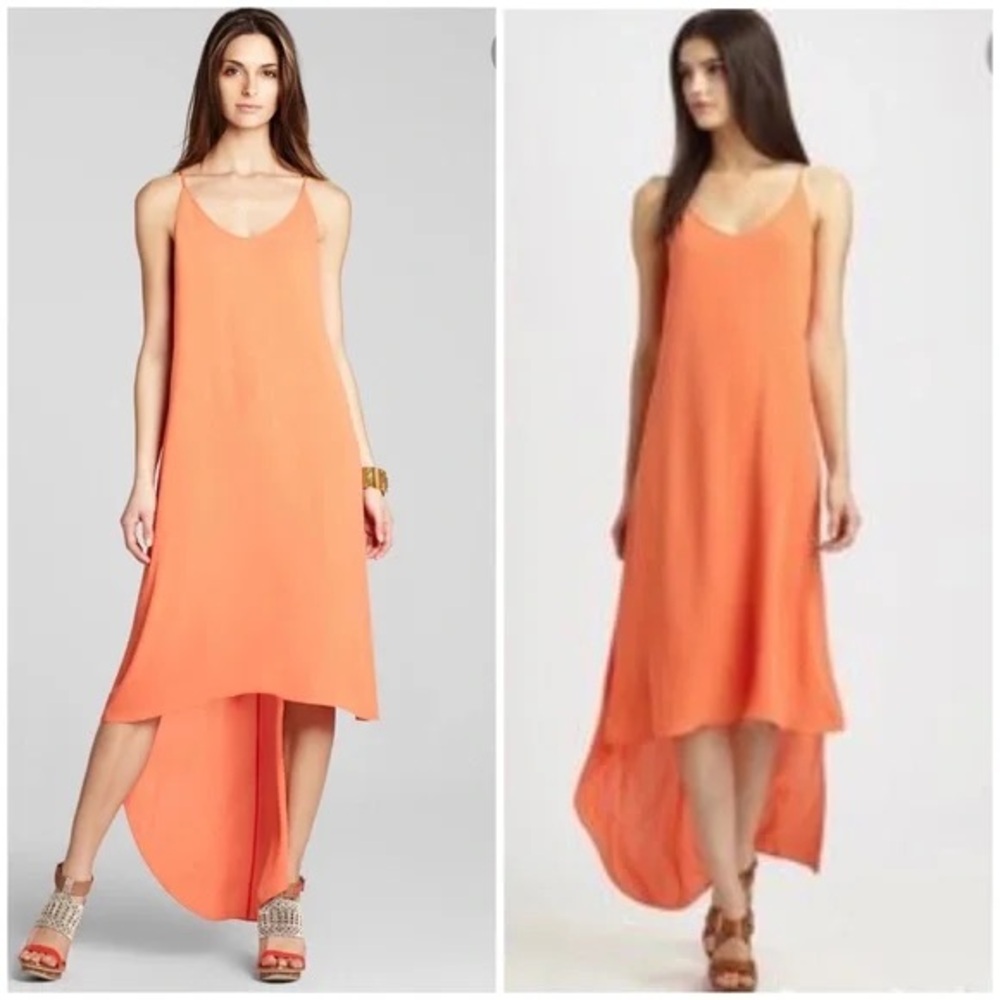BCBGMAXAZRIA Rory Sleeveless High-Low Dress in Vermillion Orange